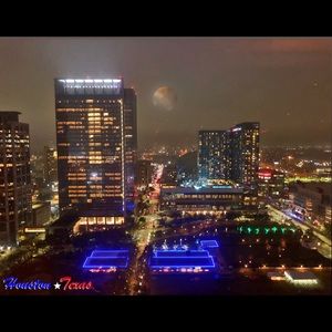 Houston Texas beautiful full moon view canvas art